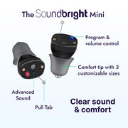 Soundbright Mini 16 Channel CIC - Nearly Invisible Rechargeable  With 3 Noise Cancelling Program