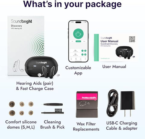 Soundbright - Discovery 16 Channel RIC - Rechargeable Bluetooth Hearing Aids With App Control