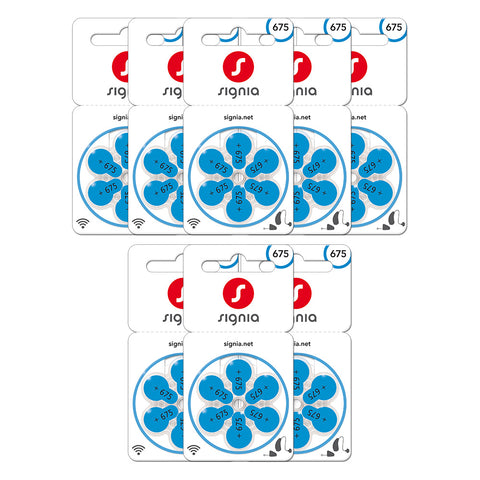 Signia Hearing Aid Battery- Size 675- Pack of 48 Batteries (8 Strips)